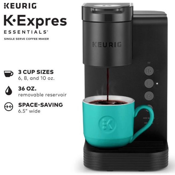 NWT KEURIG K-Express Essentials Single-Serve K-Cup Pod Coffee Maker Teal & Black - Picture 10 of 13
